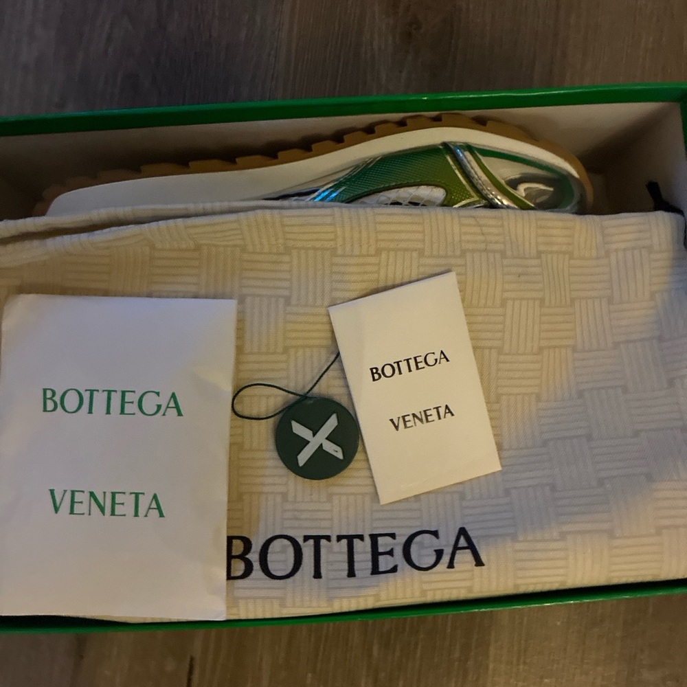 Bottega Veneta Green and White Sneakers